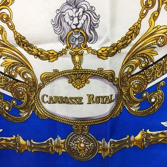 Vintage Echo royal coach silk scarf lion head carriage rare carriage motif - Picture 9 of 11